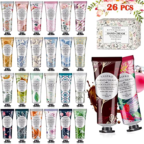 Vespro 26 Pack Plant Fragrance Hand Cream, Moisturizing Hand Care Cream Gift Set,Mini Hand Lotion Travel Size In Bulk,Gifts For Women,Mom,Sister,Yourself-26 Different Scented/30Ml #TOP4