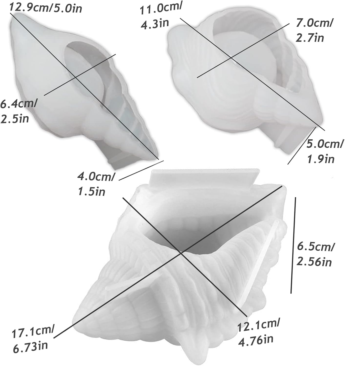 3PCS Conch Silicone Tray Resin Mold Unique Sea Snail Mould for Epoxy Resin Casting Jewelry Plate Candle Holder Trinket Storage Mold for DIY Art Crafts Supplies Home Decor