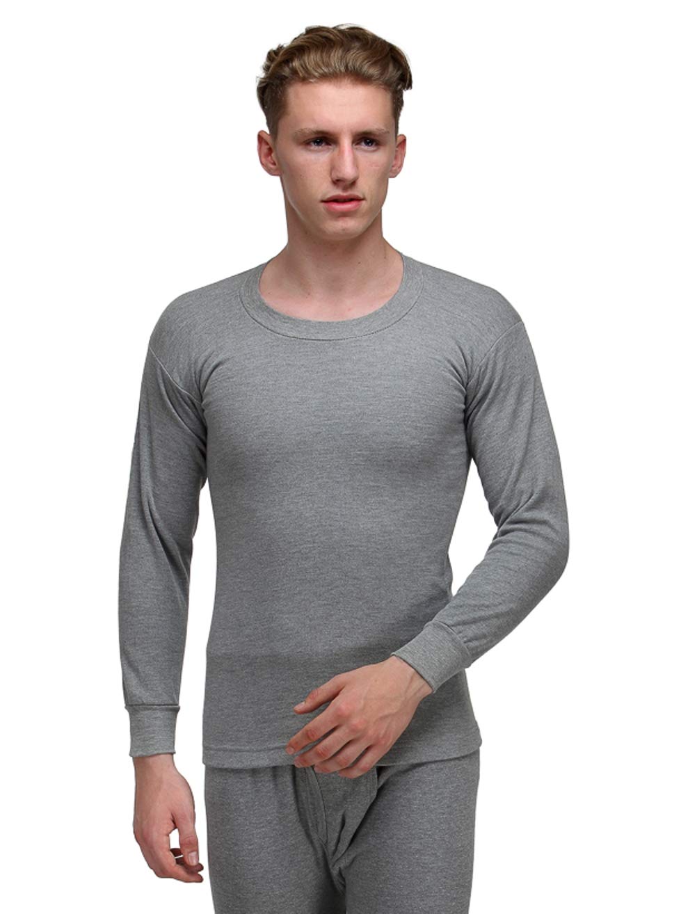 alfa Bodywarmer Men's Round Neck Full Sleeves Cotton Thermal Top (85 cm, Melange Grey)-picture-44