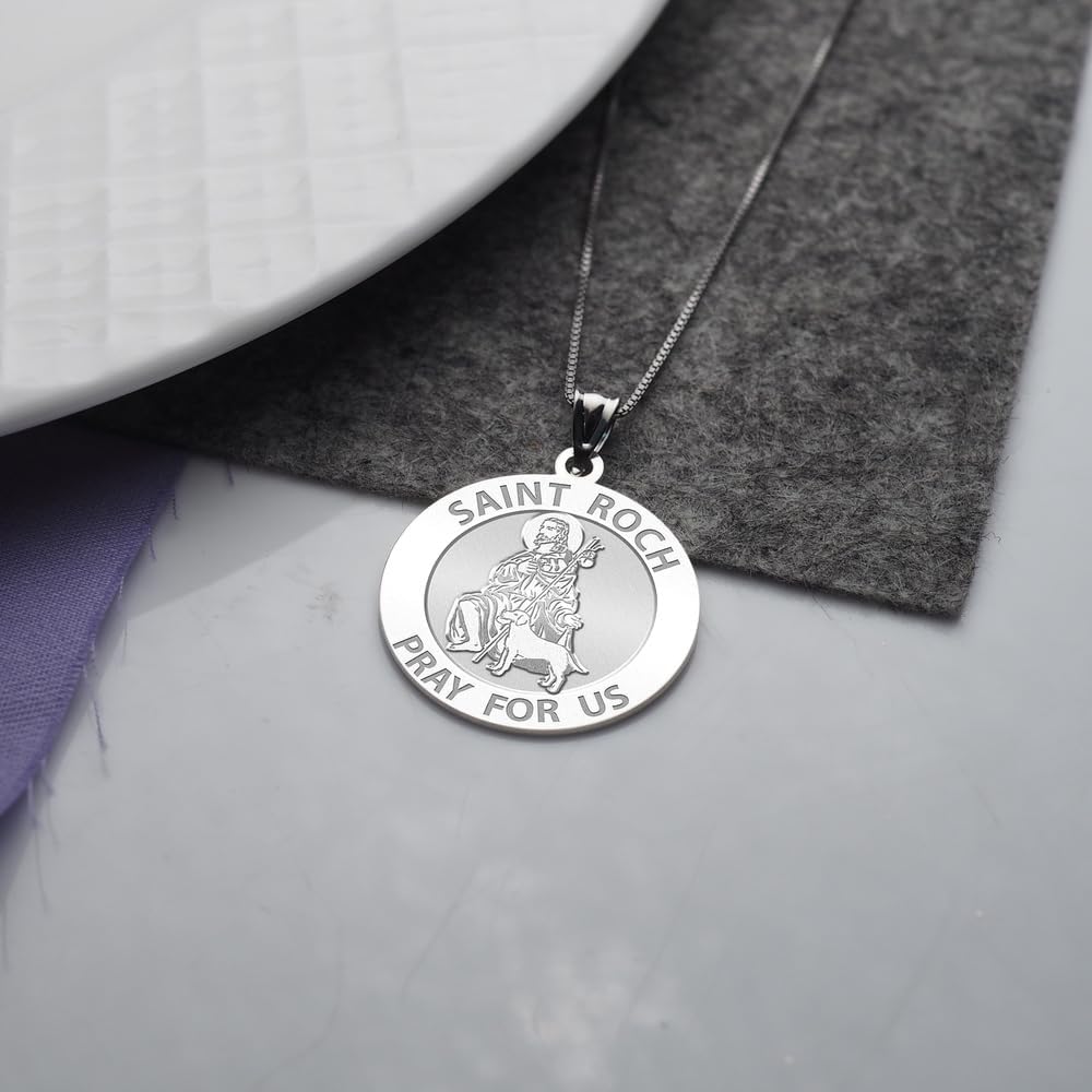PicturesOnGold.com Saint Roch Religious Medal - 3/4 Inch Size of a Nickel -Sterling Silver - Image 3