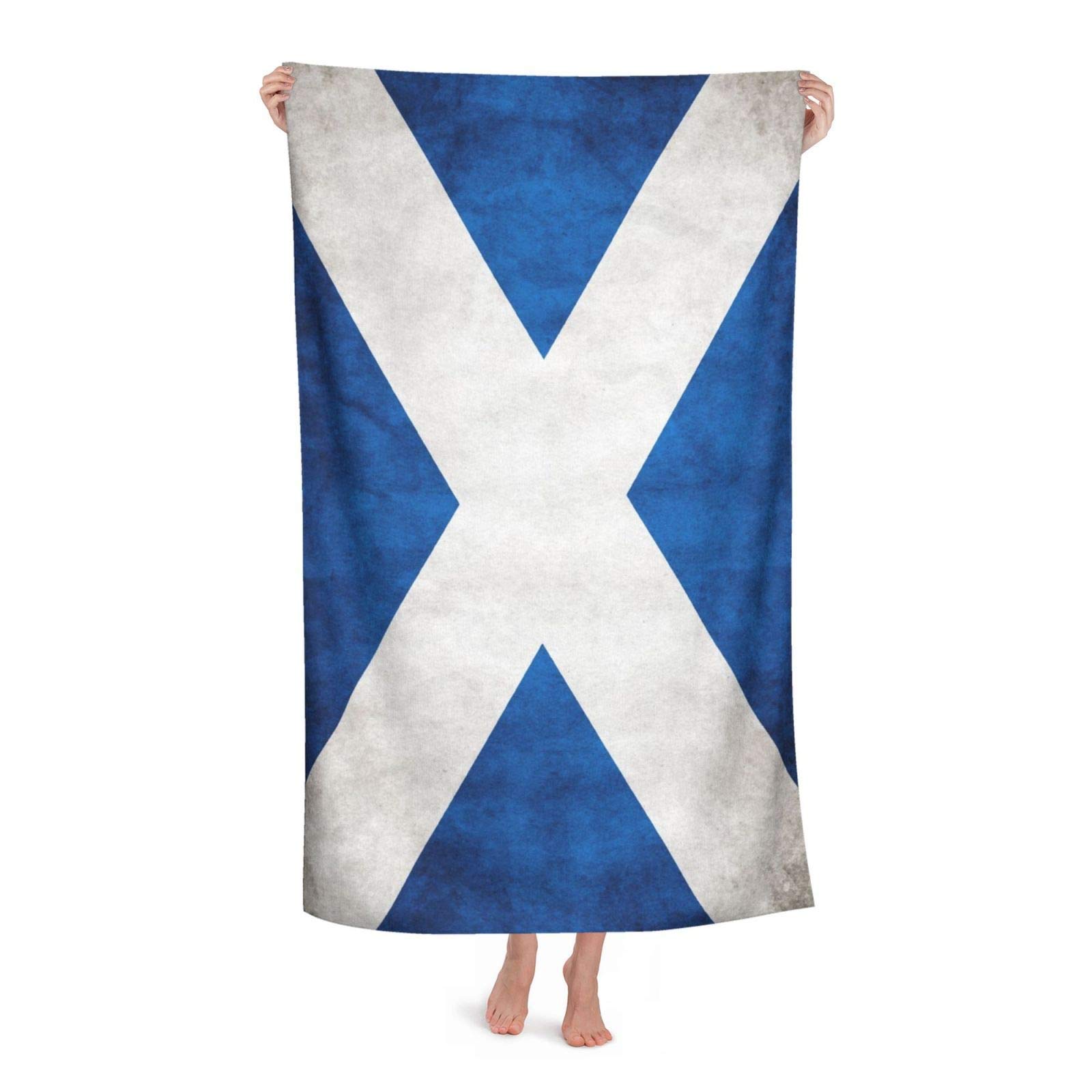 LSRCPD Beach Towel Scotland Grungy Flag Microfiber Large Bath Towel for Adults Absorbent Quick Dry Beach Blanket 80X130CM