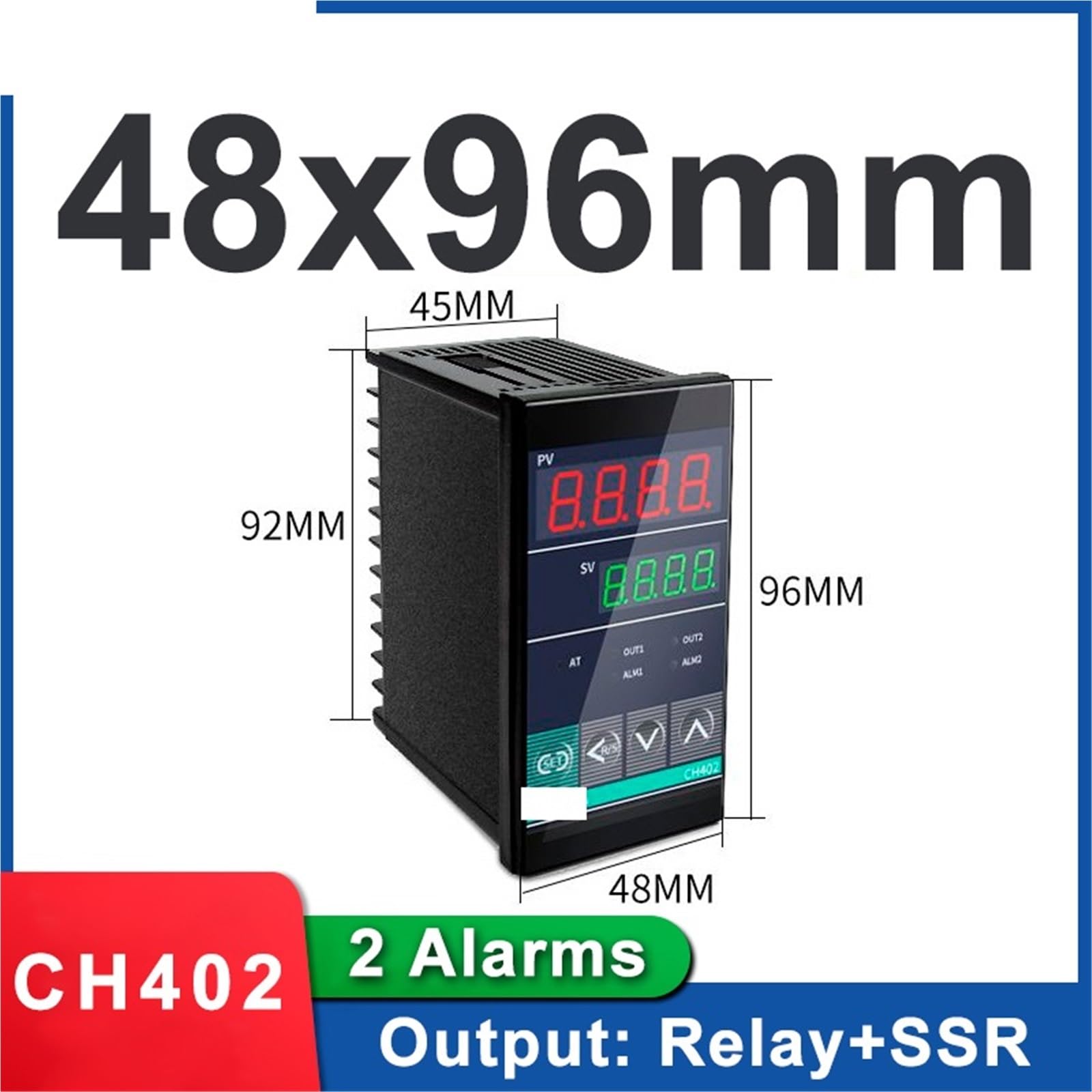 1 Uds salida Dual SSR y relé CH102 CH402 CH702 CH902 2 alarmas LCD controlador de temperatura PID Digital 100-240VAC(CH402 MV AB)