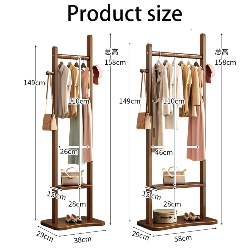 Perchero Burro De Madera, Un Burro De Ropa Madera, Perchero Multifuncional De Ropa Madera De Pie con 2 Estantes Y 2 Ganchos para, Adecuado para Dormitorios, Salas De Estar,pasillos