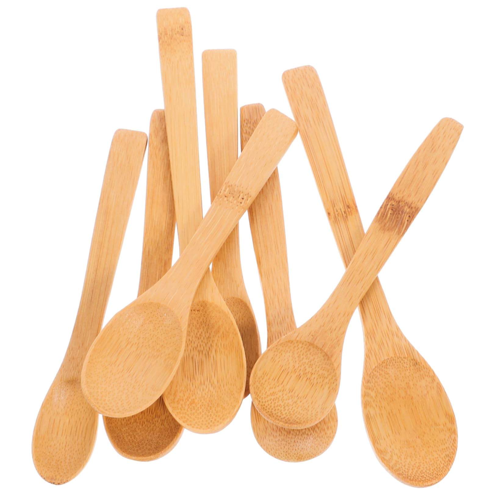 MUCKLILY Versatile Bamboo Dinner Spoons 8pc Set for Kids Honey Dessert Salt Spoons Included