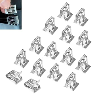 15 PCS Car Dashboard Trim Clips, U-Shaped Moulding Fastening Buckle, Alloy Steel Rust-Proof Retainer Clip for Interior Trim Panel, Repair Accessory for Most Vehicles Silver