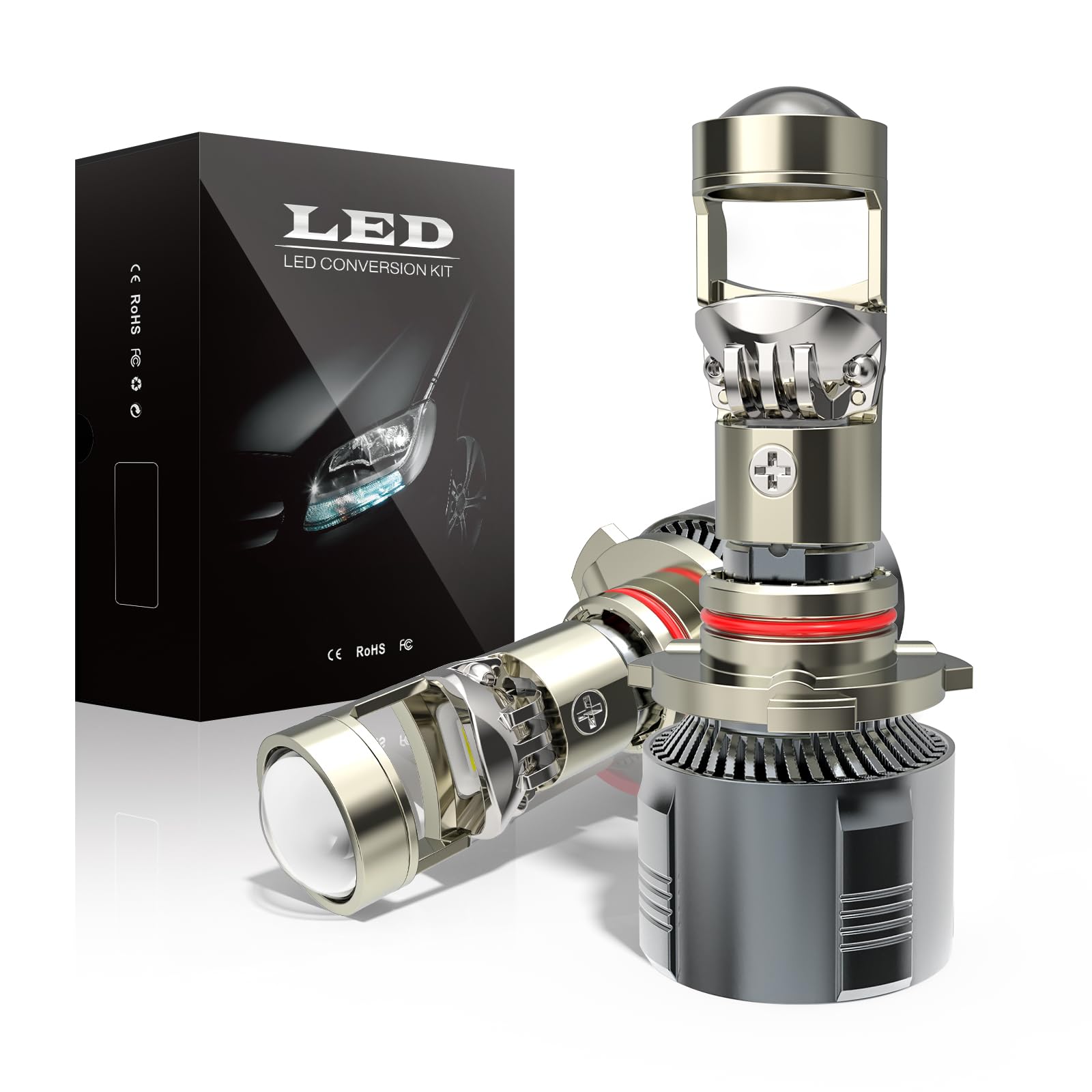 Photo 1 of Anti-glare 9006/HB4 LED Headlight Bulbs with Lens Low Beam 600% 20000 Lumens 600% Brightness 6500K Cool White LED Bulb, Plug-and-Play Replacement Headlamp Bulbs Kit, IP68 Waterproof, Pack of 
