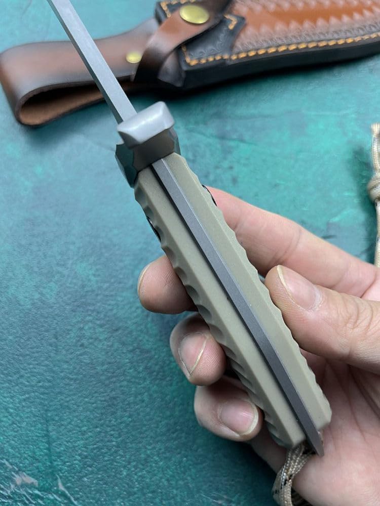 Generisch TEERMA ES8 Integriertes geschmiedetes gerades Messer im Freien mit fester Klinge, Überlebensmesser, Jagdmesser