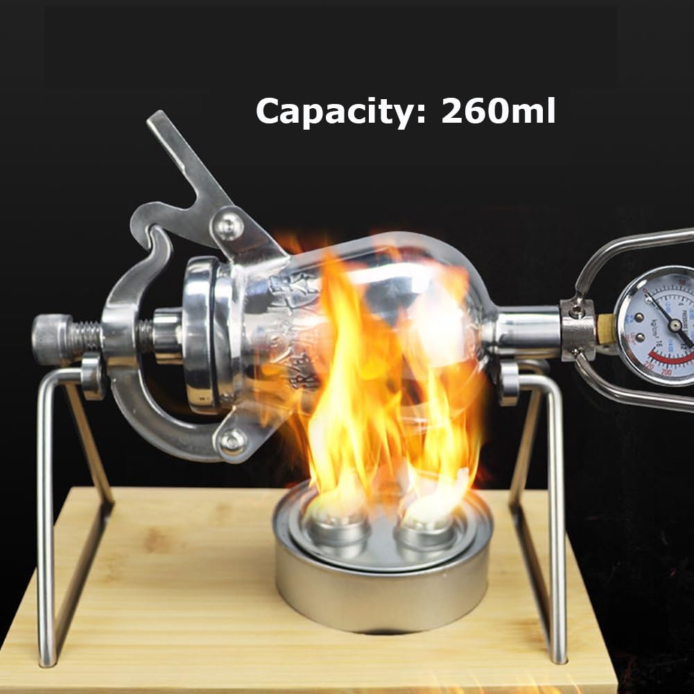 Macchina per popcorn manuale, in acciaio inox, 260 ml, con manometro, per riunioni di famiglia, feste e divertimento