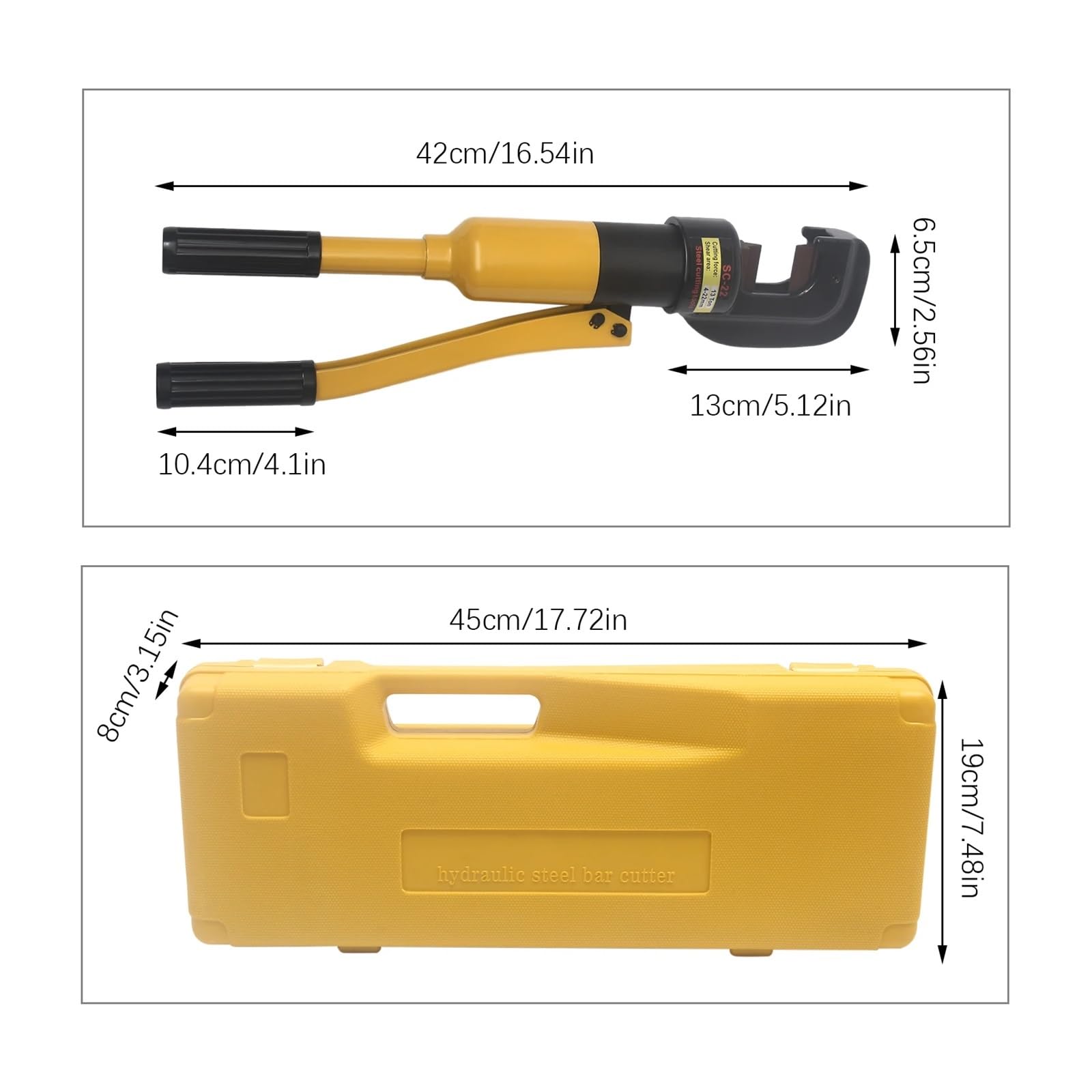 Cortadora de Varillas portátil, herienta hidráulica de Corte de 8 toneladas con Cabezal metálico Duradero y Cilindro de Aceite Sellado for Barras de Acero de Alta Resistencia.
