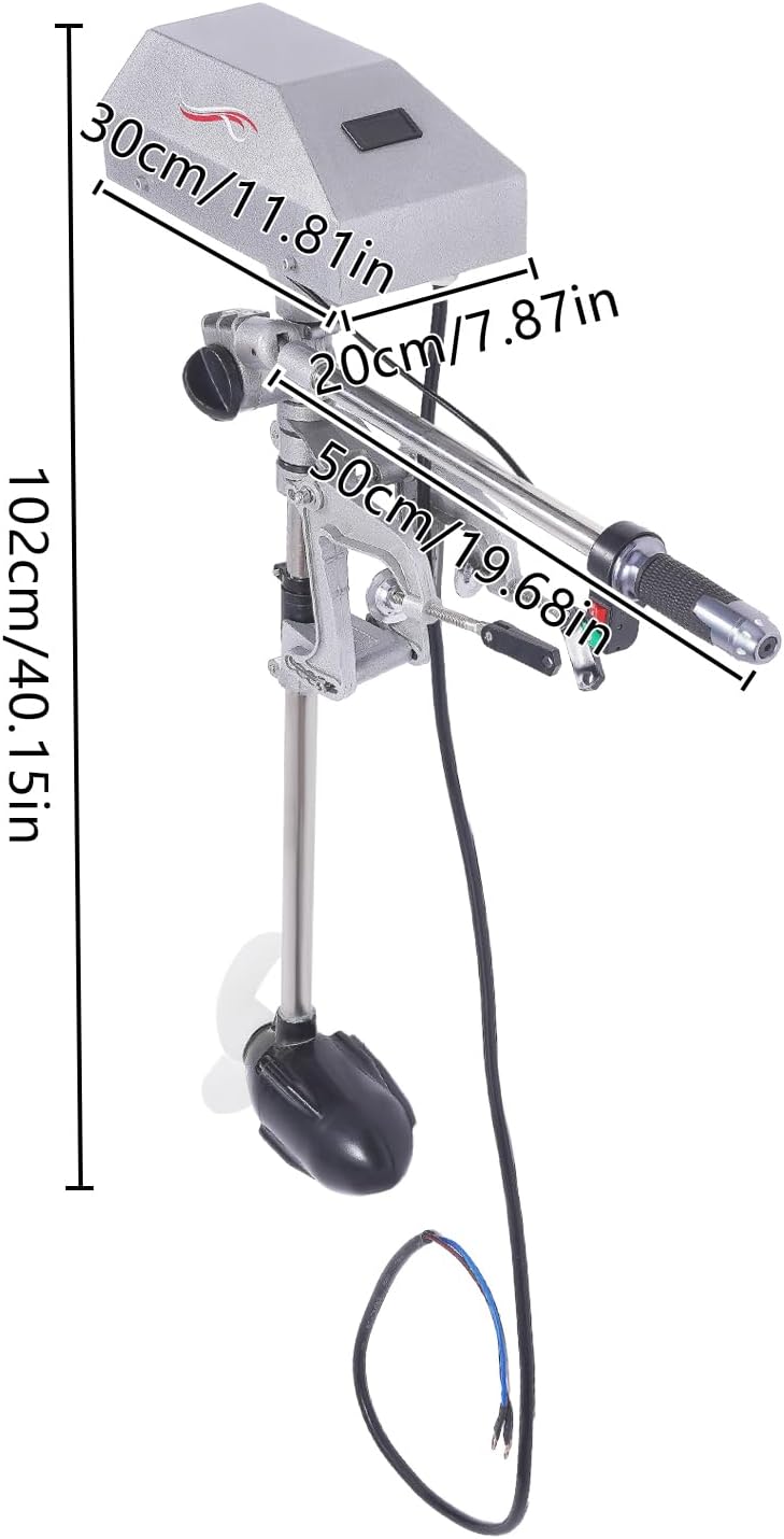 1500W Electric Outboard Motor 12-24V Electric Trolling Motor with Infinitely Variable Speed for Fishing Boat Inflatable Boat up to 14.8ft