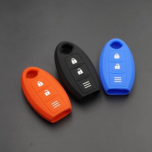 Miniatura 6 de Funda para llave de coche para Nissan Qashqai Skyline Juke Alissa X-Trail, 3 botones de goma de silicona para llave de coche