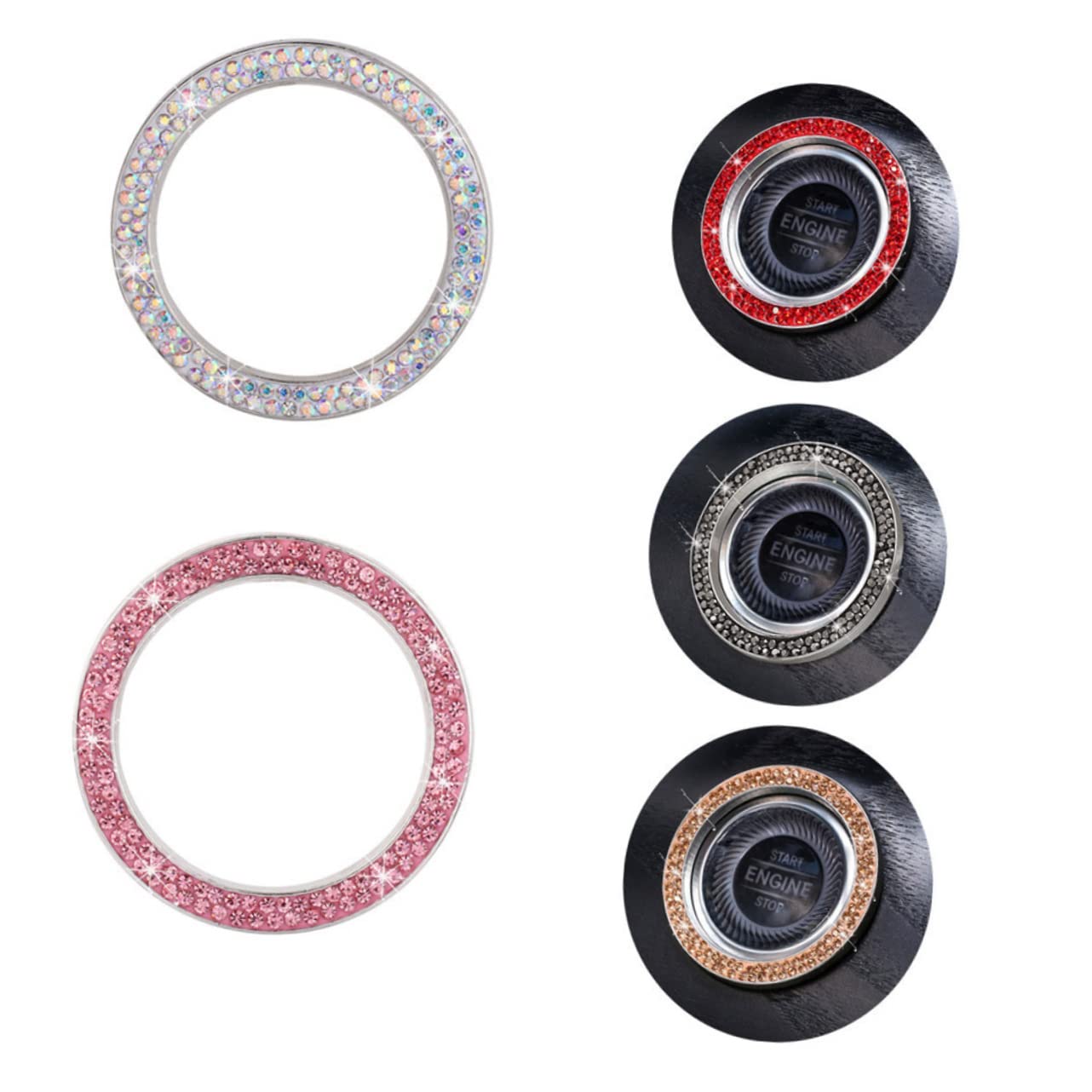 Gatuida 15stücke Teiliges Set Krone Rhinestone Auto Zündknopf Und Ventilkappen Dekorative Reifenstaubkappen Für Fahrzeugzubehör Und Langlebig Geeignet Für Verschiedene Weiß