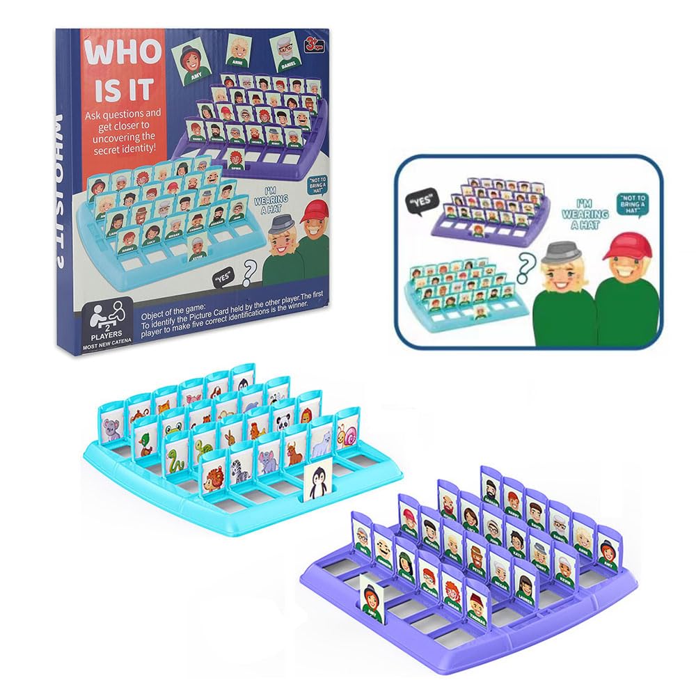 JZS Who is It? Board Game for Kids, Who is it Game for Kids, Guess Game for Kids, guessing Game for Kids,2 Players Game for Kids, 2 Players Board Game for Kids,Small Turntable with Punishment