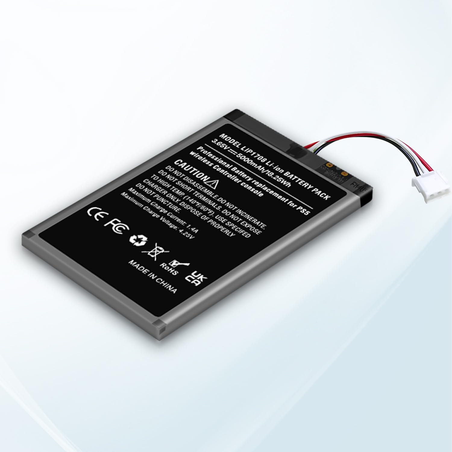 1 batteria controller PS5 da 5000 mAh, aggiornamento ad alta capacità LIP1708 batteria di ricambio per controller wireless Sony PS5 PlayStation 5 DualSense CFI-ZCT1W con kit di attrezzi