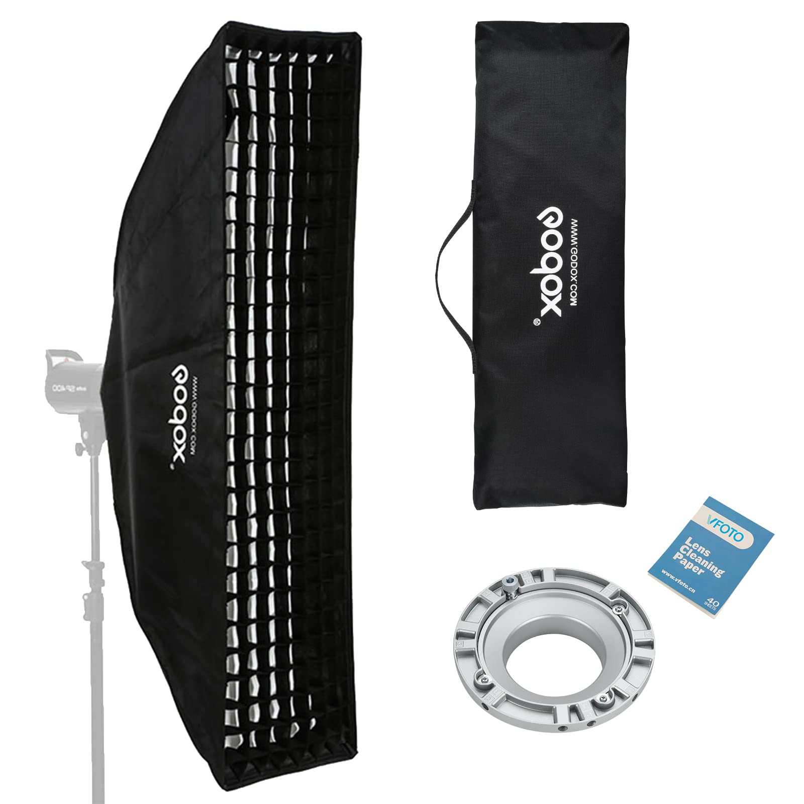 Godox SB-FW 35 x 160 cm Diffusore Softbox Rettangolare Griglia a Nido D’ape Bowens Mount per Studio Strobe Flash Light（SB-FW35160）