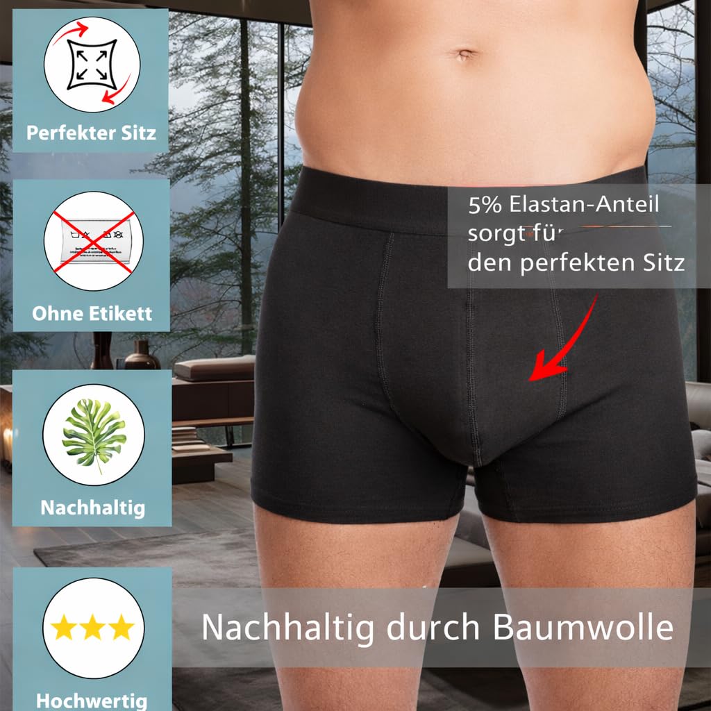 Lot de 10 boxers pour homme en coton noir - Sous-vêtements respirants pour homme