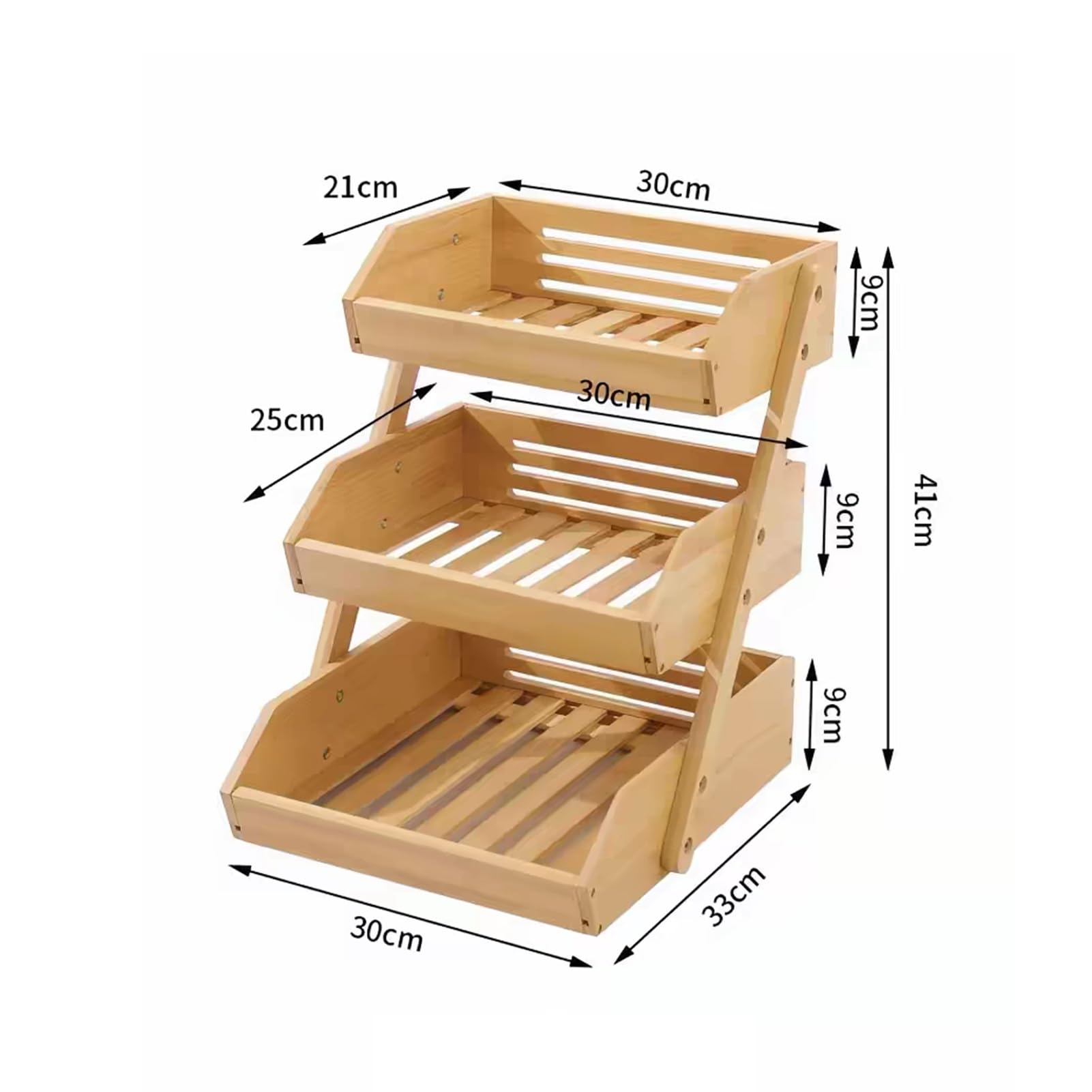 Estantería De Bambú De 2/3 Niveles Para Frutas Y Verduras, Cesta Para Pan, Organizador De Frutas Y Verduras, Soporte De Madera Para Almacenar Pan, Para Mostrador(3-Tier)