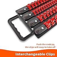 Vista 4 de Portable Socket Organizer Tray with Handle, Heavy-Duty Socket Holder Kit with 1/4-Inch, 3/8-Inch, 1/2-Inch Removable Clips