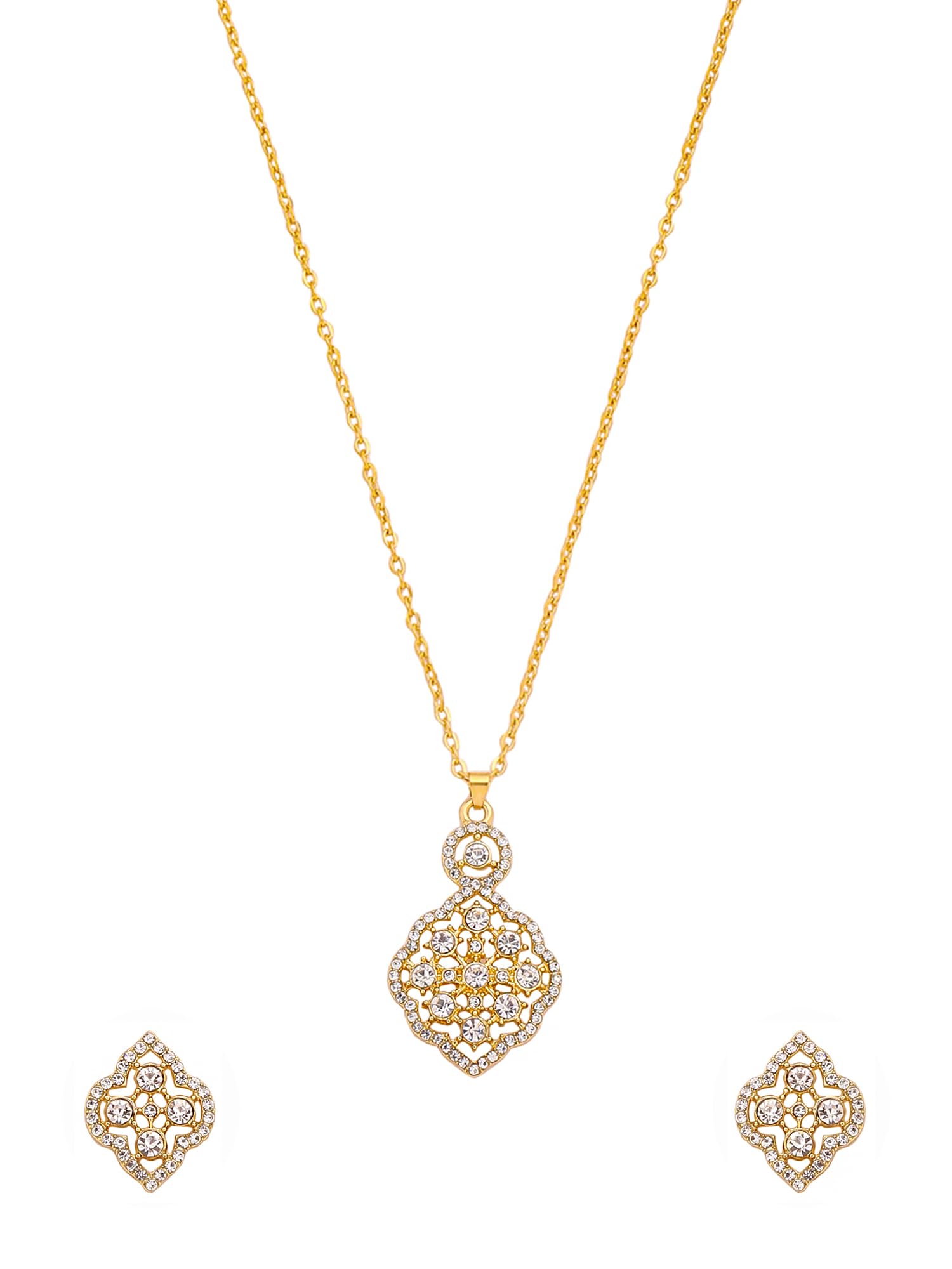 Yellow Chimes Pendant Set for Women | White Stone Necklace Set | A5 Crystal Jewellery Set for Women | Gold Plated Chain Pendant Necklace Set | Birthday Gift for Girls & Women Anniversary Gift for Wife (B0DCGG4FLQ) Amazon Price History, Amazon Price Tracker