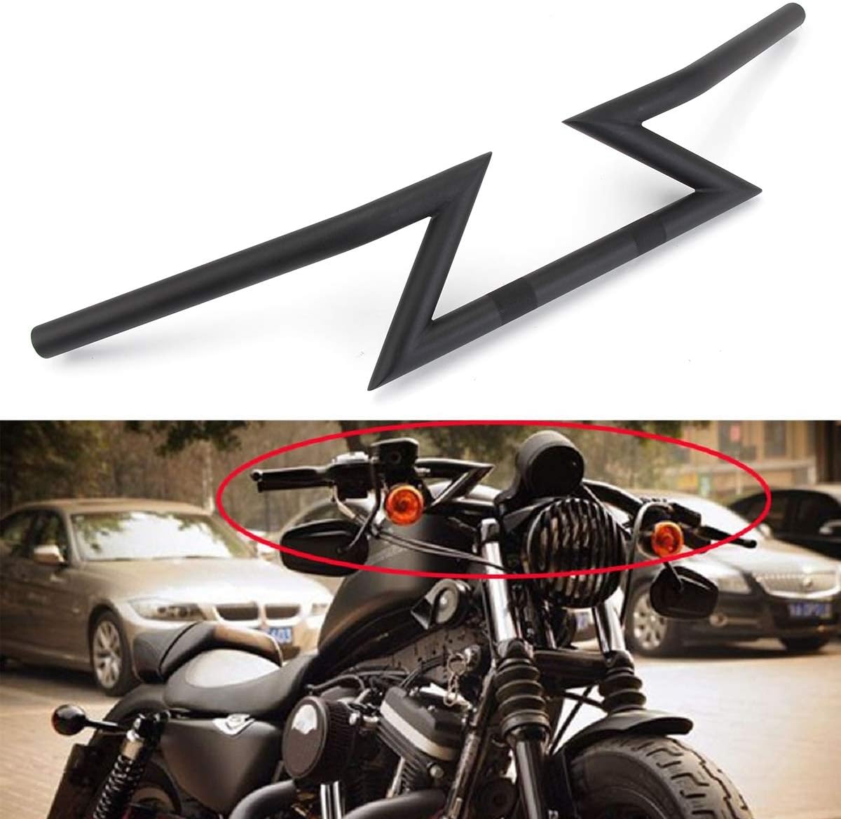 1"/25mm Motorcycle Universal Handlebar Black Steel ZBar