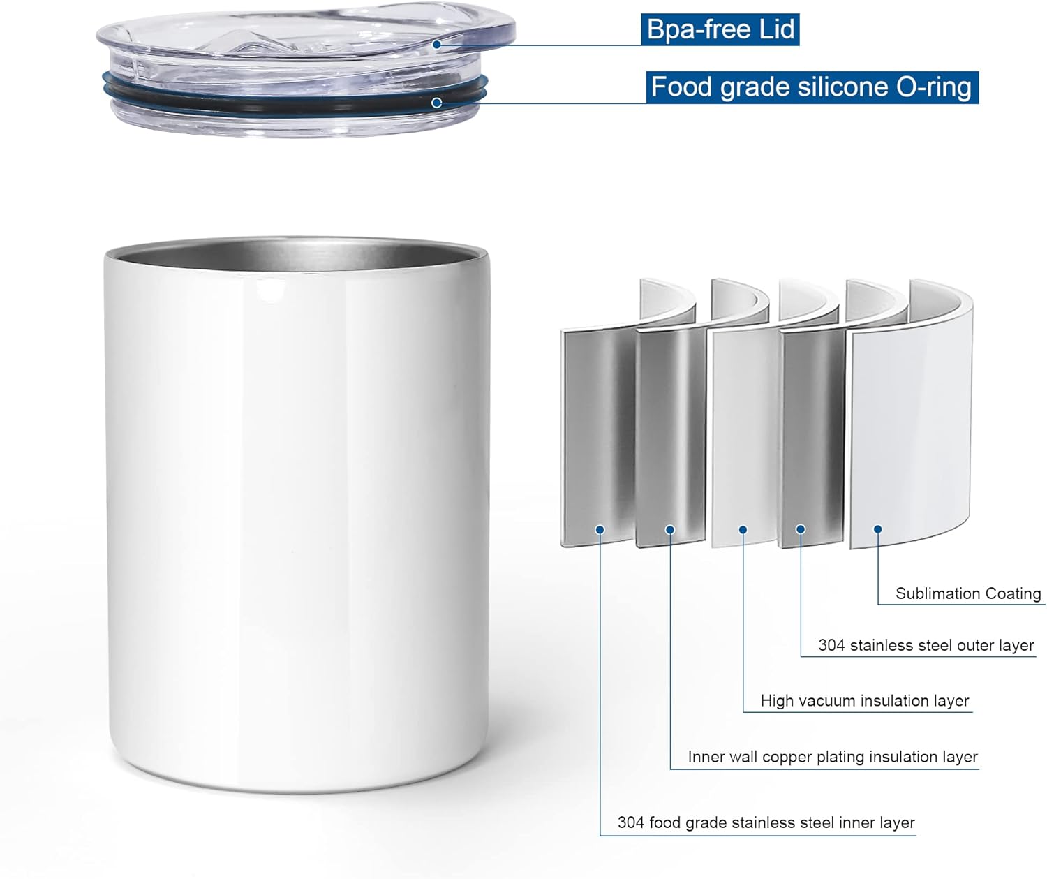 AGH 10OZ Sublimation Wine Tumblers Blanks, 8 Pack Straight Stainless Steel Tumblers with Lids and Straw, Sublimation Coffee Cups Mugs for Hot & Cold Drinks - Image 3