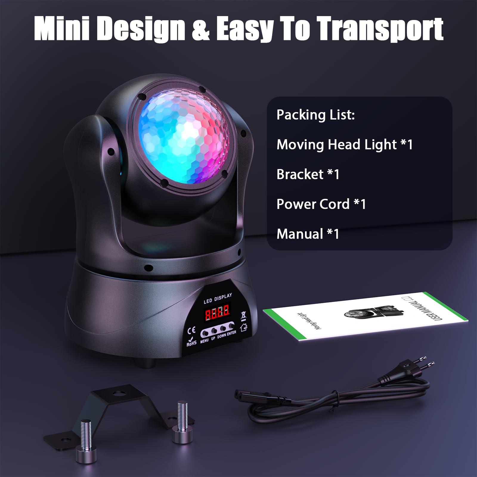 Discokugel, U`King Partylicht Mini Moving Head Bühnenlicht Party Lichter mit d-mx512 Control,RGBW für Party/Bar/Geburtstag/Hochzeit/Live Show/Halloween
