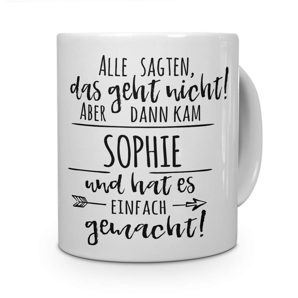 Printplanet Tasse Mit Namen Sophie – Personalisiert, 325 Ml, Schwarz-weiß, Spülmaschinenfest