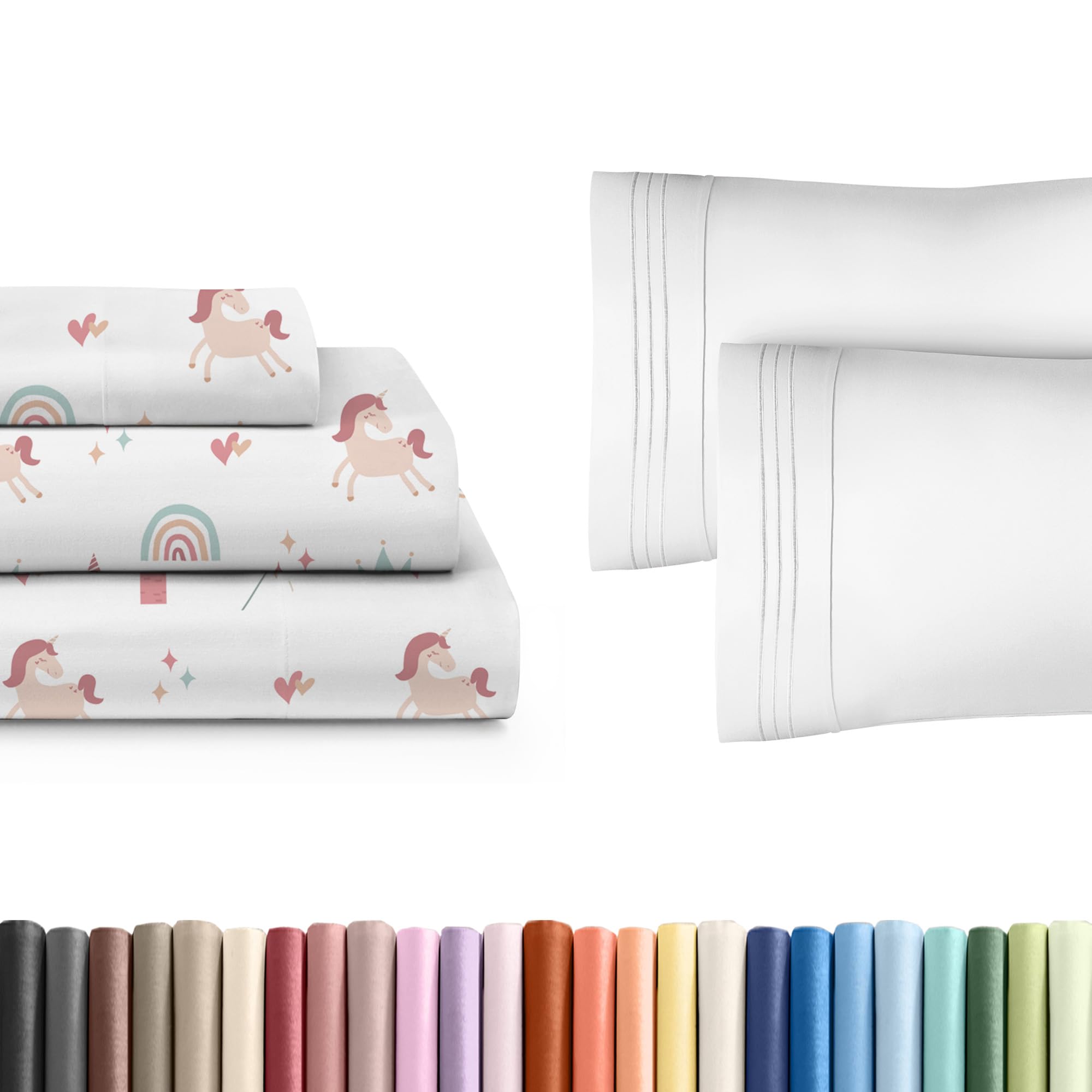 Kids Princess 1 Twin 3 Piece Sheet Set + 2 Extra Pillowcases Bundle - Boys, Girls, Teens, Toddler - Easy Fit Deep Pockets - Hotel Quality Bedding Sheets - Machine Washable - Cute, Soft & Wrinkle Free