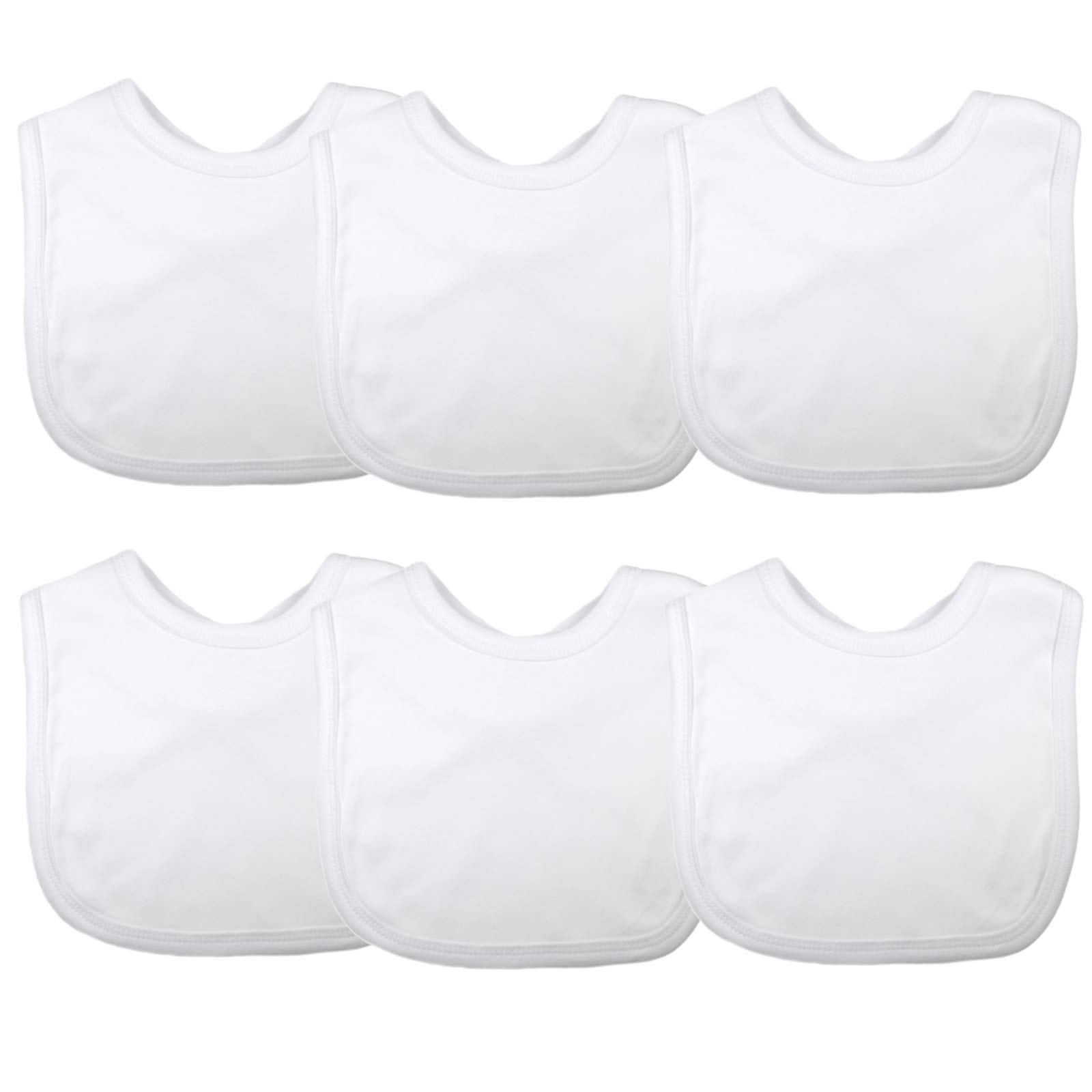 Baby Togs Men's White Baby Bibs Plain Cotton For Boy Or Girl, Cream Pink Blue Grey Black Navy, 3 Or 6 Pack, 6 Pack