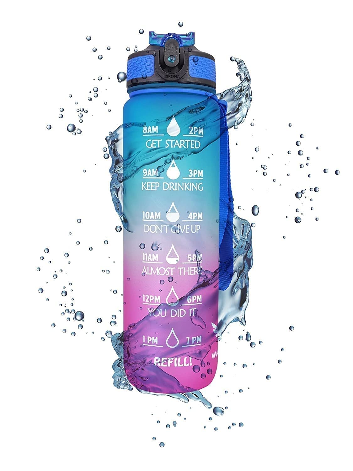NAREE Silicone Water Bottle, 1 Litre Motivational Time Marker, Leak Pr