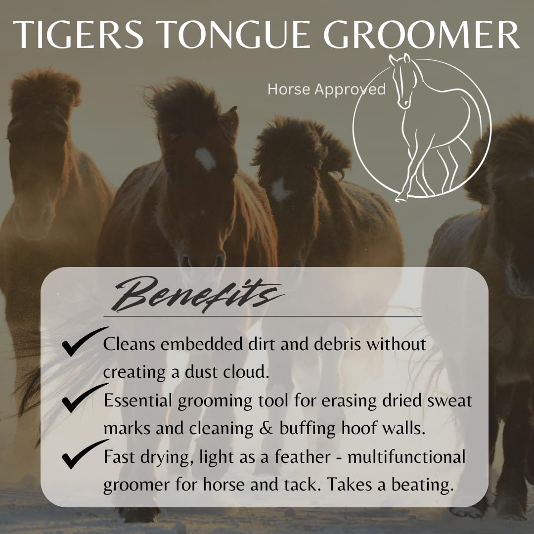Epona Tigers Tongue Groomer & Tigers Tongue Scrubby Bath Cloth Horse Grooming Tools with Bonus Backpack
