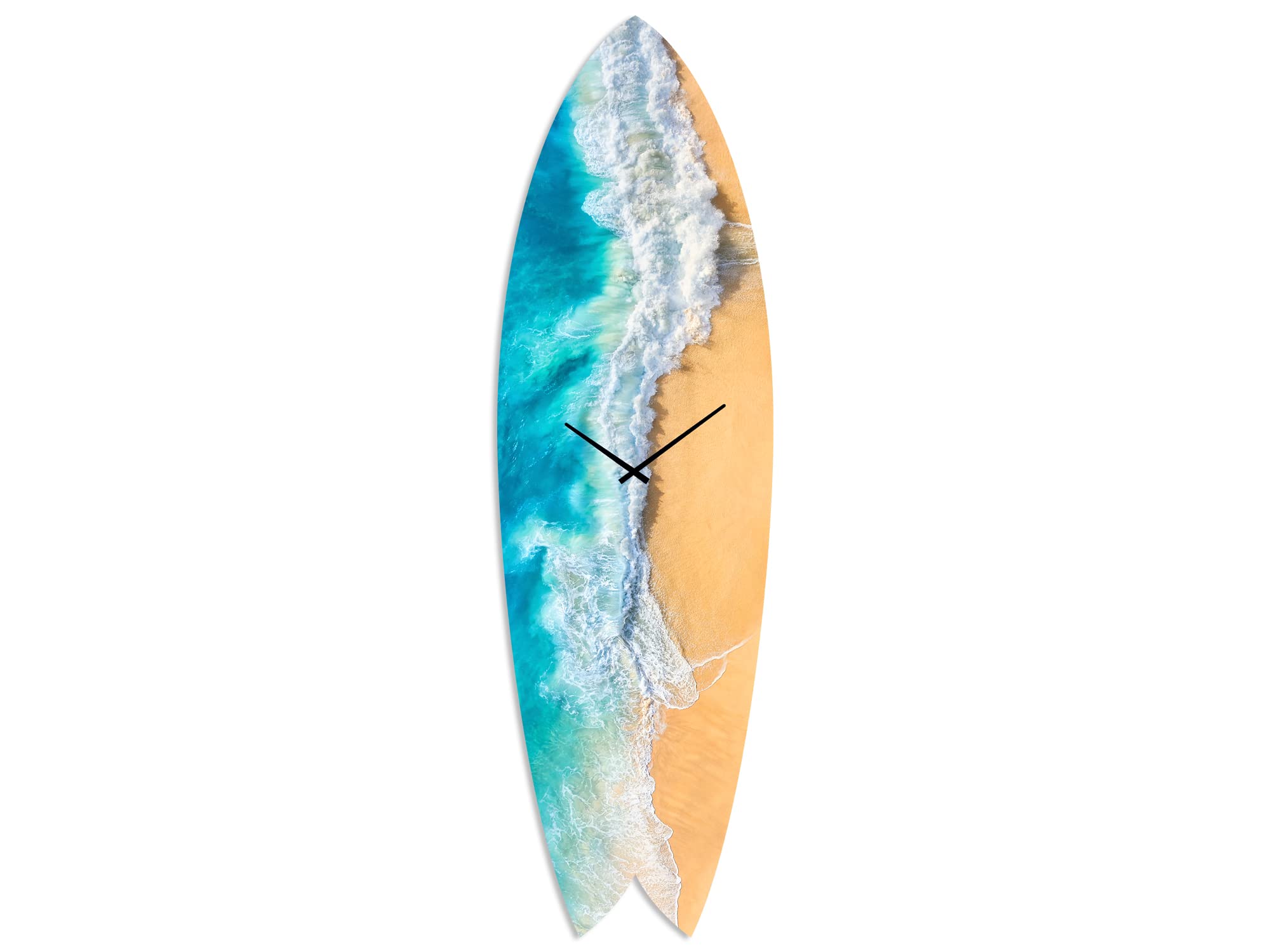 DECLINA, Reloj decorativo silencioso, péndulo moderno deco surf, reloj de pared surf shore Break, 100x30 cm