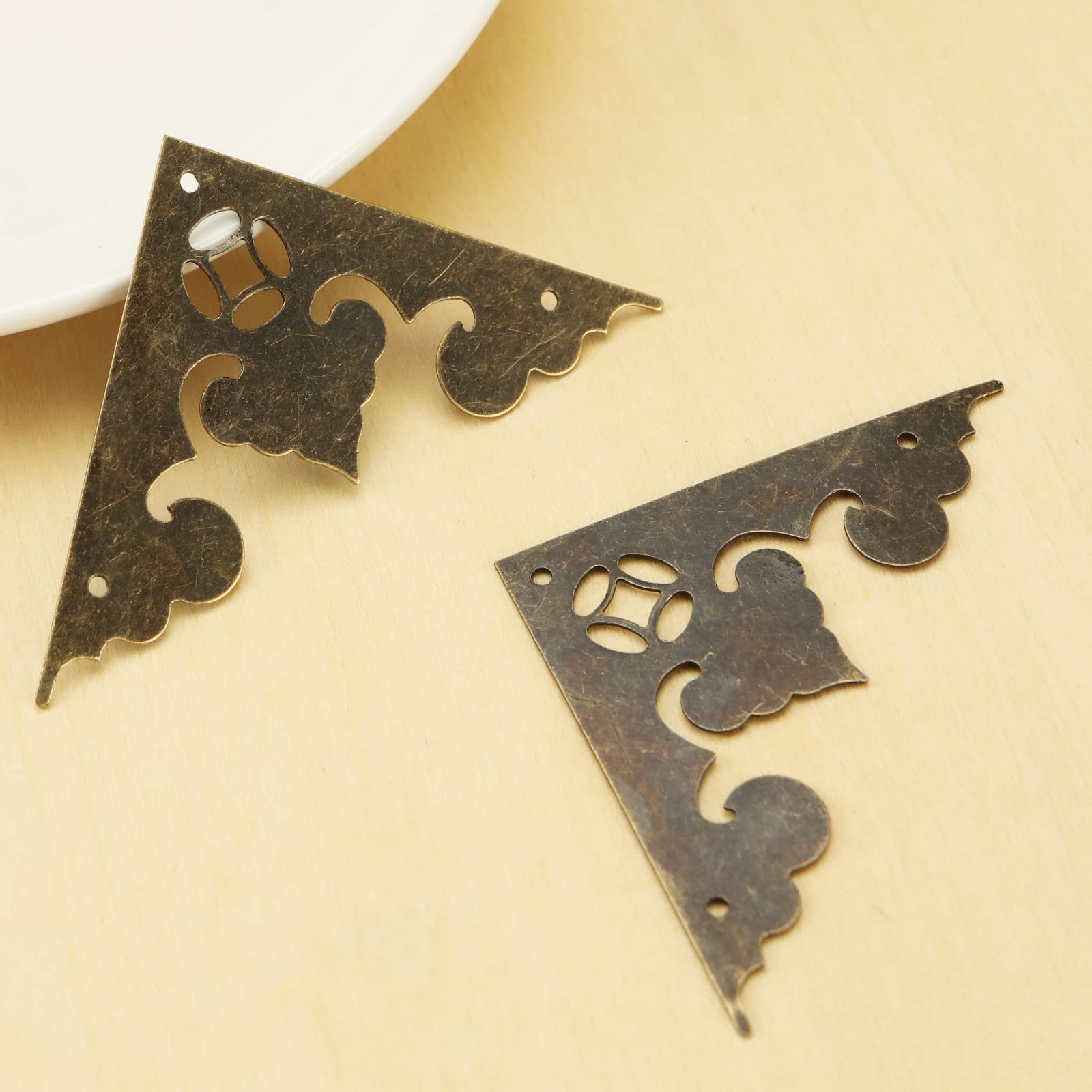 Lot De 4 Protections D'angle Métal Bronze - Décoration Et Protection Meubles Vintage - 3