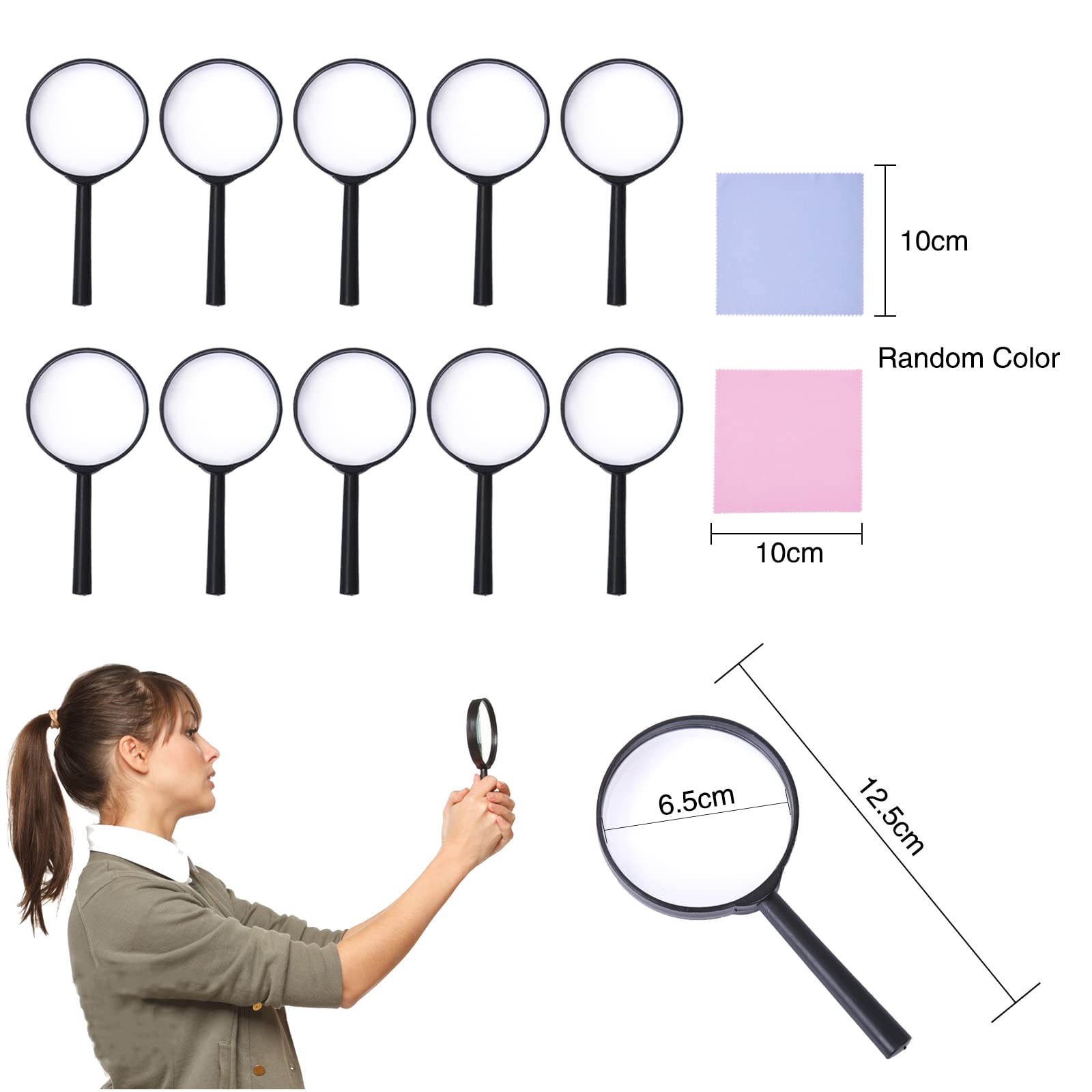 10 pezzi lente di ingrandimento per bambini in plastica – Mini set di lenti per attrezzature detective