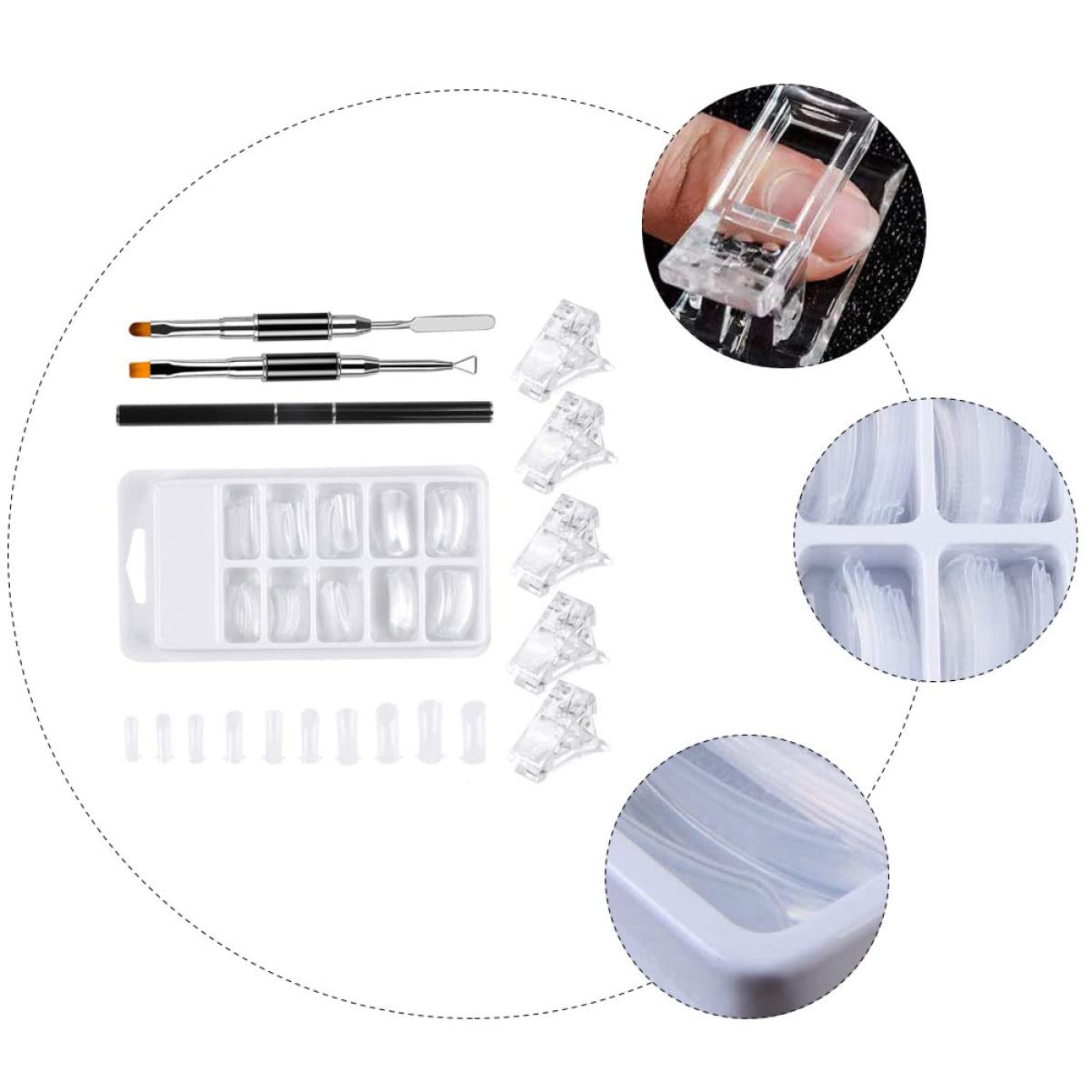 3 Set Manicure Per L'allungamento Delle Unghie Strumento Per Nail Art Per Manicure Kit Per French Manicure in Gel Per Unghie in Acrilico Bianca Estensore Chiodo Plastica