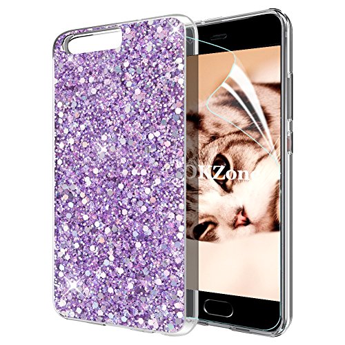 OKZone Cover Huawei P10, Custodia Lucciante con Brillantini Glitters Ultra Sottile Design Case Cover di Alta qualità in Silicone TPU Bumper Smartphone Protezione Cover per Huawei P10 (Viola)
