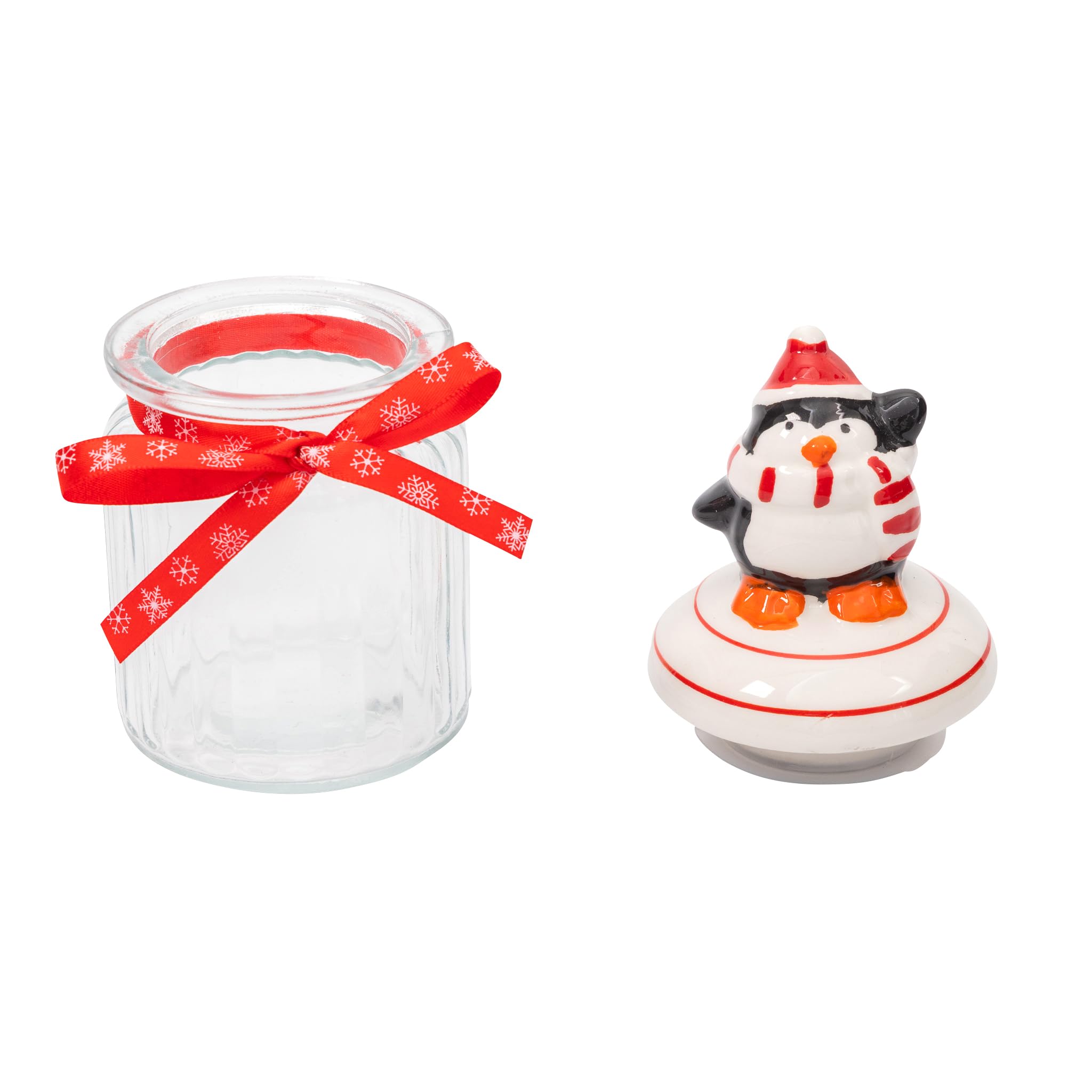 Bocaux en verre fantaisie de Noël en forme de pingouin avec motifs de pingouin