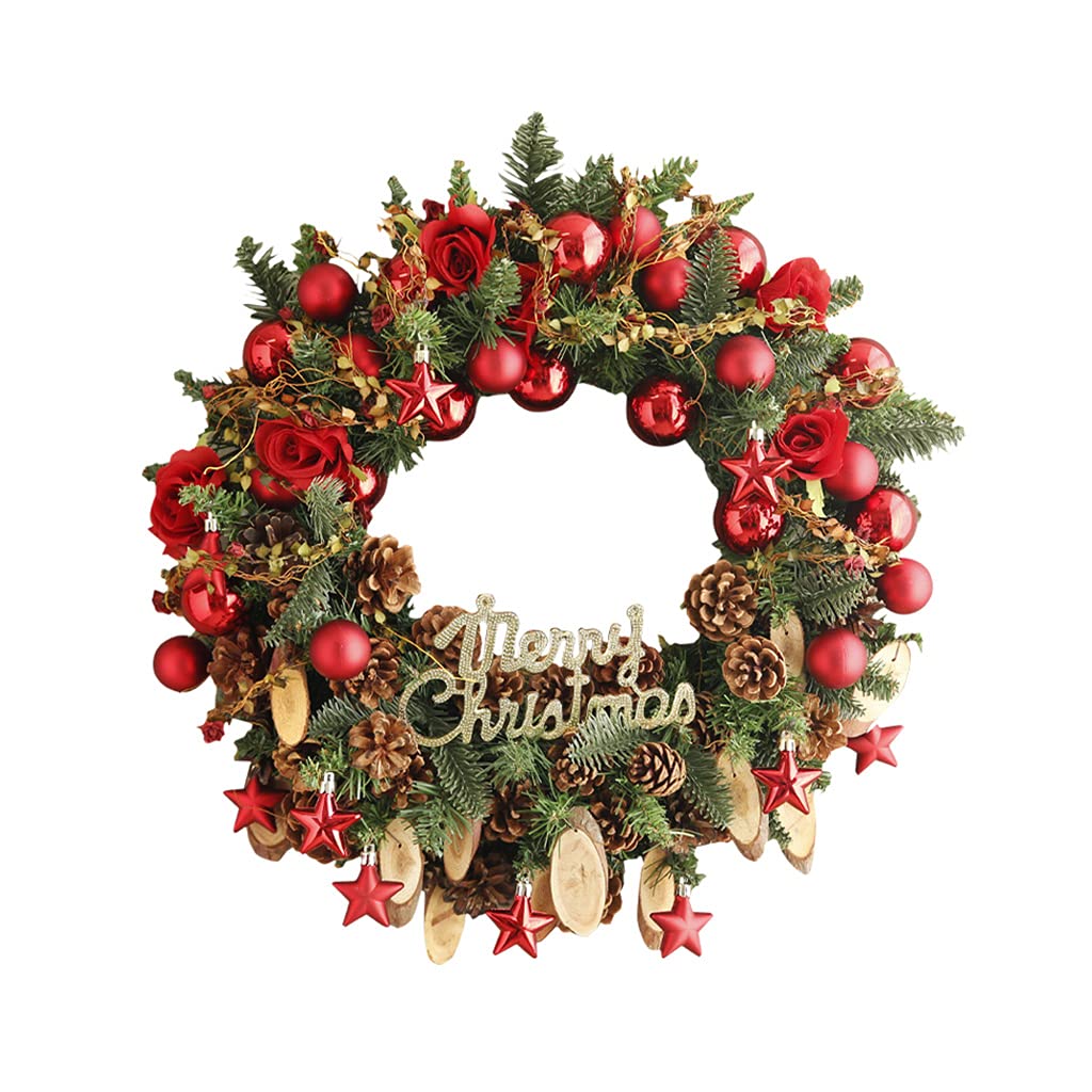 Wieniec bożonarodzeniowy, wień na drzwi Wieniec rattanowy Impreza świąteczna Home Decor Tree Świąteczna wystawa róż z szyszkami 17,7 cala