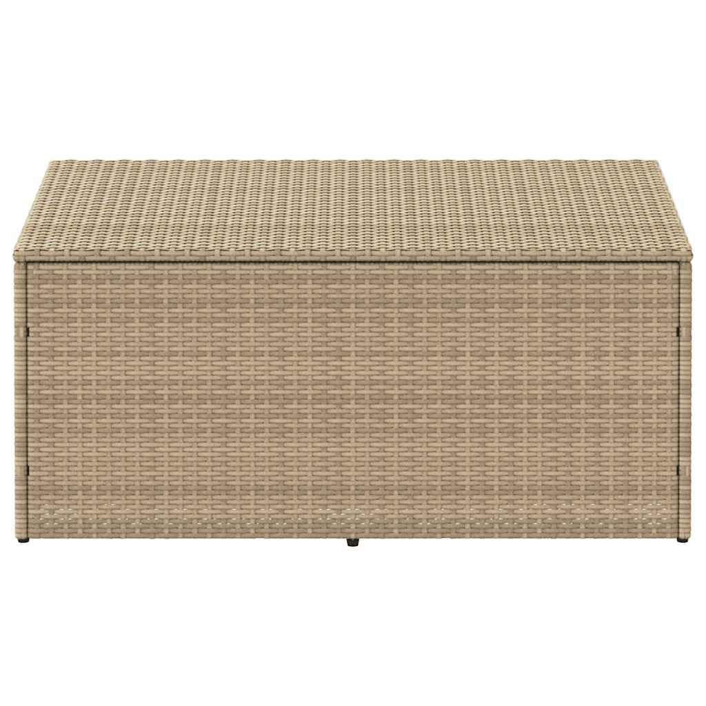 Contenitore da giardino beige, in polyrattan, 110 x 50 x 58 cm, resistente alle intemperie e impermeabile, pratica scatola per cuscini, cuscini