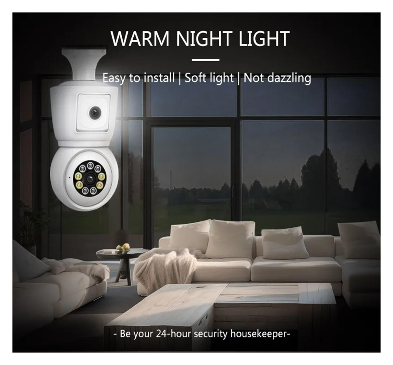 ICSEE 4K 8MP E27 Bombilla WiFi cámara de Doble Lente Pantalla Dual Seguimiento automático Audio bidireccional Color visión Nocturna 4MP cámara de vigilancia(4MP NO Card)