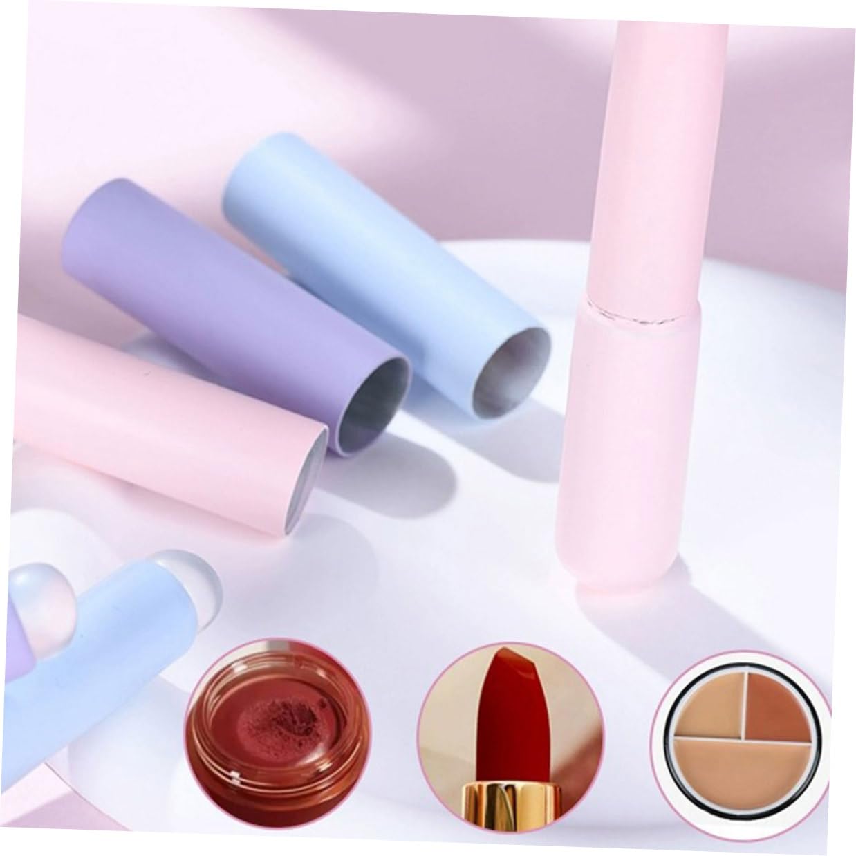 9 Pcs Silicone Lip Brush Set with Caps, Portable Lipstick Brush Applicators for Lip Mask Makeup and Concealer, Travel-friendly Makeup Tools in Pink, Purple, and Blue