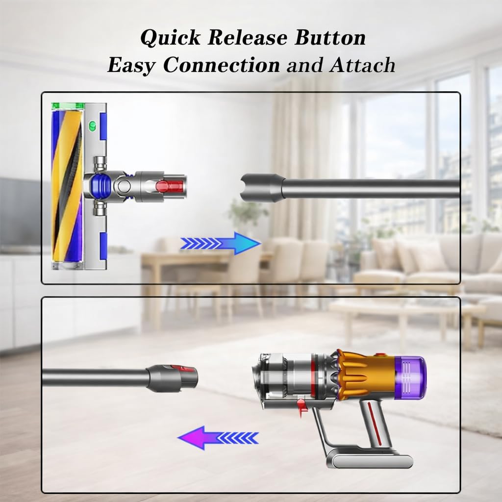 Tube Extension Compatible avec Dyson V12 Detect Slim / V10 Digital Slim, Tube Rallonge 74 cm avec Dégagement Rapide, Tige Rigide en Aluminium pour Aspirateur Série Slim (Gris)