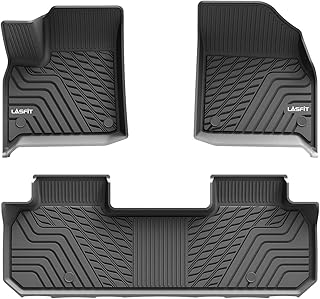 LASFIT Floor Mats for Chevrolet Traverse 2019-2023, All Weather TPE Car Mats Custom Fit Floor Liners, 1st & 2nd Row, Black (for Bucket Seats 2-Row Only)