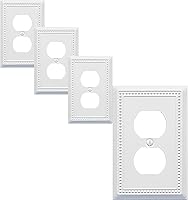 Vista 8 de Cubierta de Interruptor de Luz de Tomacorriente Dúplex Individual Belaire de Metal con Cuentas para Pared, Paquete de 4 Latón Antiguo 1 Gang