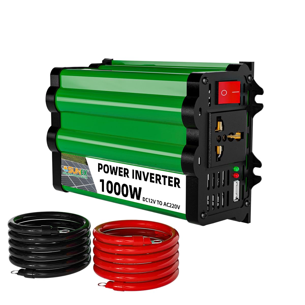 SUNEX Solar Power Inverter, 1000W/1500W/2000W/3000W, Modified, DC 12V/24V to AC 220V, For Appliances (1000W/12V)
