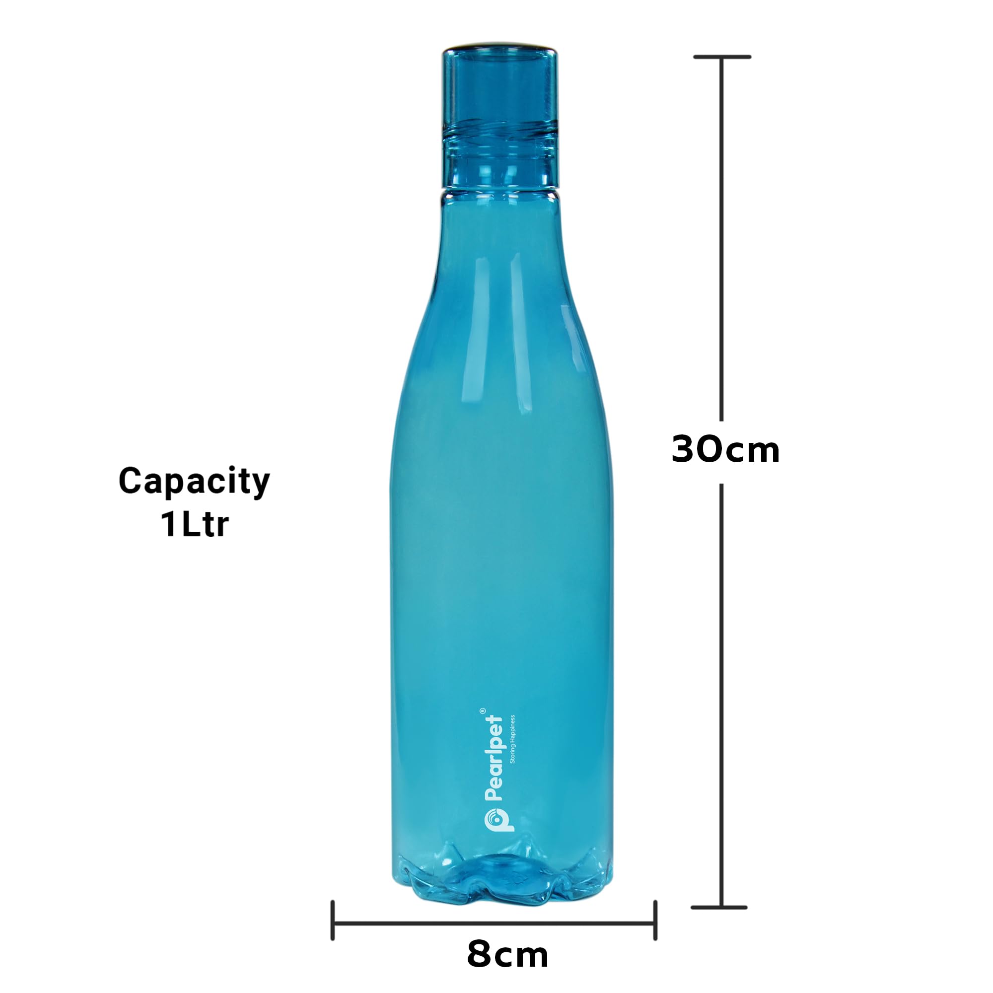 PEARLPET Throttle BPA-freie Kunststoff-Wasserflaschen, Set mit 6 Stück, je 1000 ml, Blau