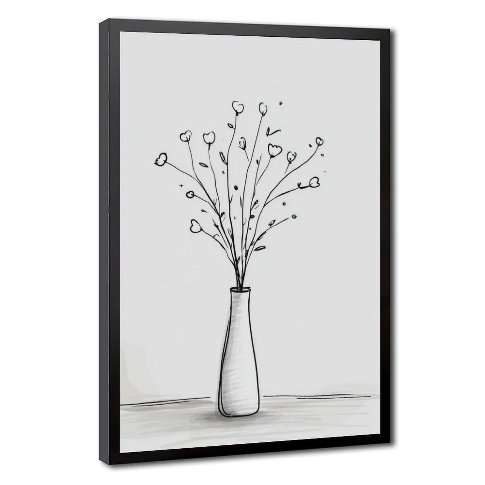 Vase minimaliste fleurs noires et blanches cadeau idéal maison - 8