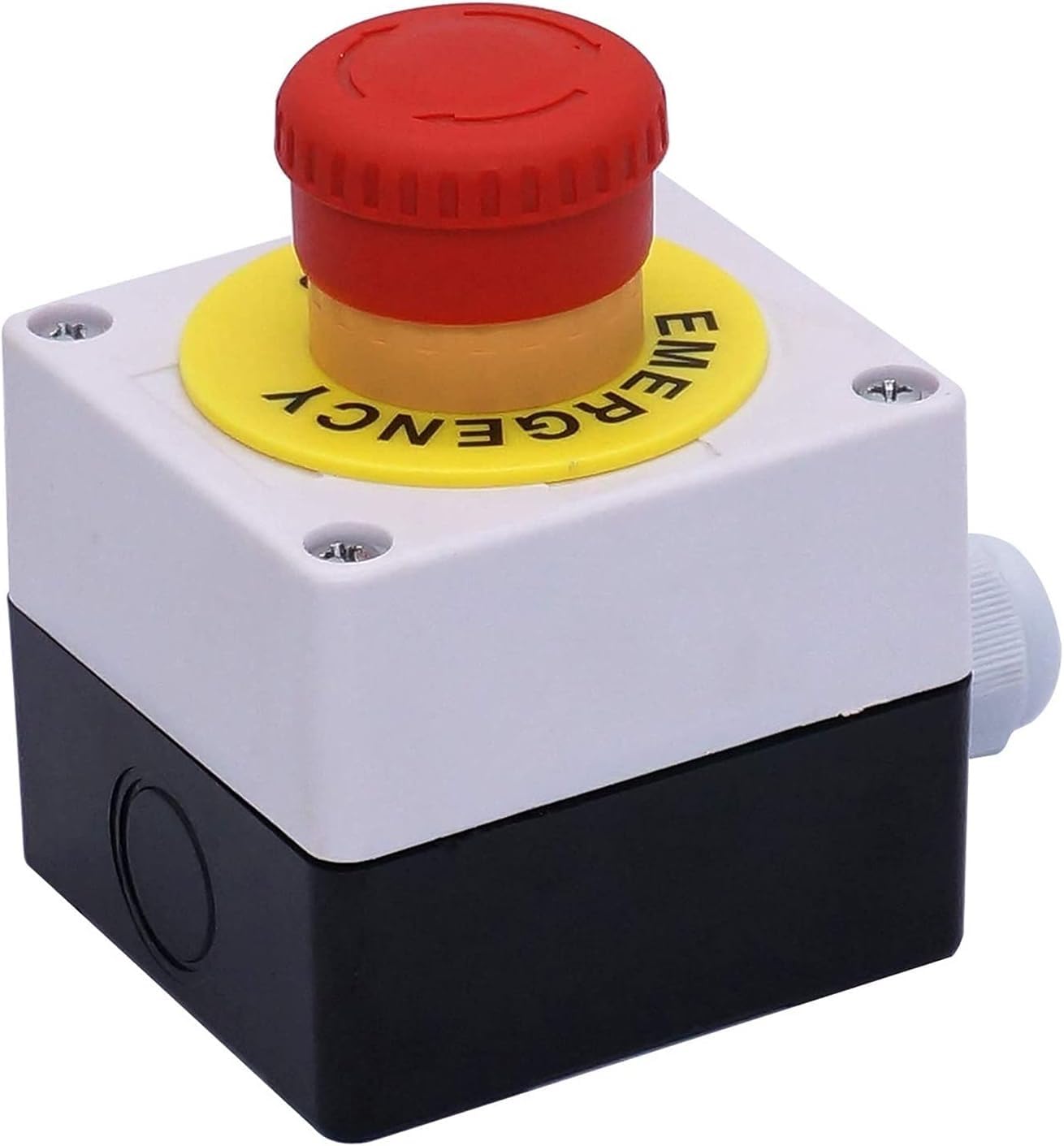Interruptor 22mm 2 NC Bandera Roja Seta Botón de parada de emergencia Estación de conmutación 10A 600V Caja de interruptor de parada