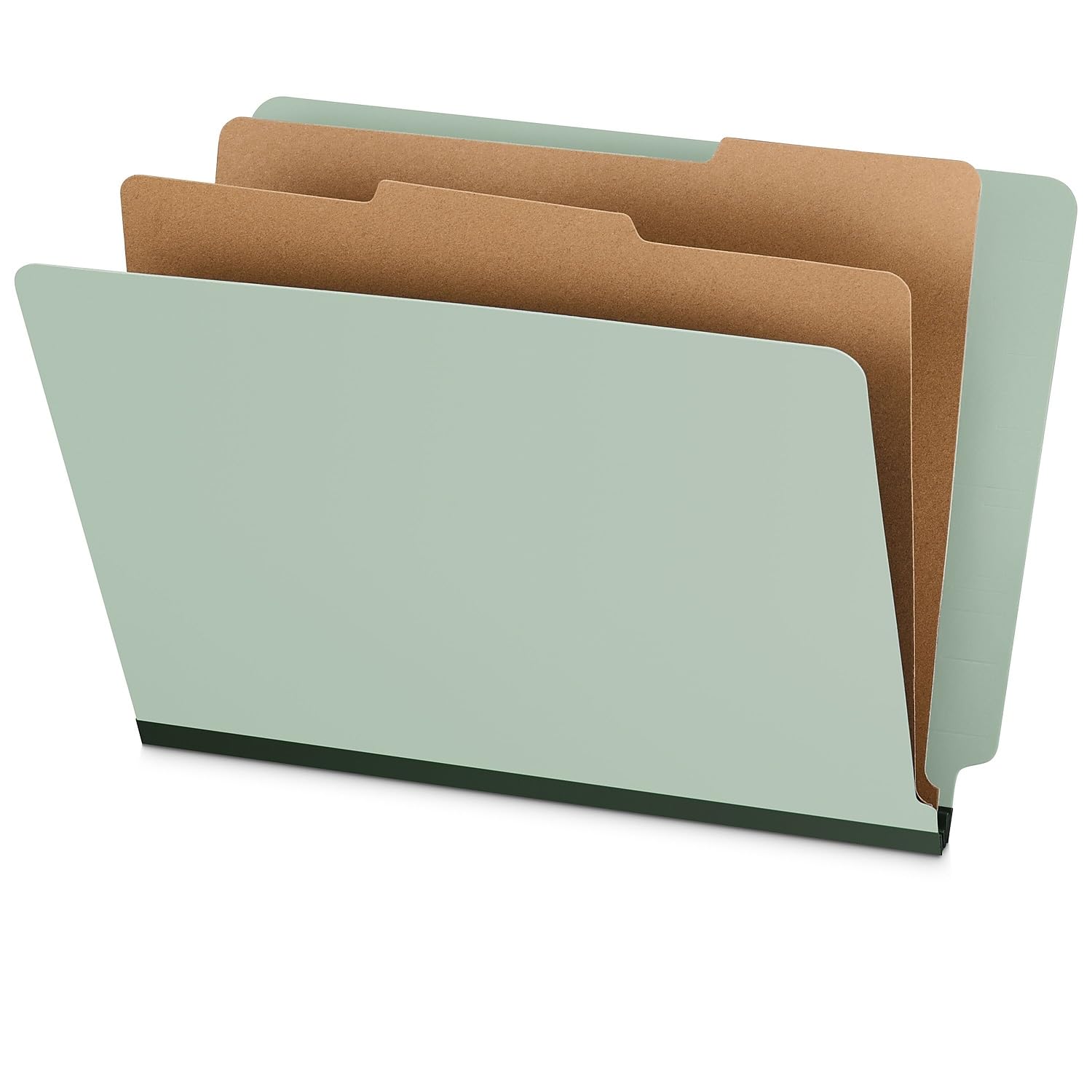 staples 60% recycled heavy duty classification folder, 2-dividers, 2" expansion, letter size, gray/green, 10/box (st62564)