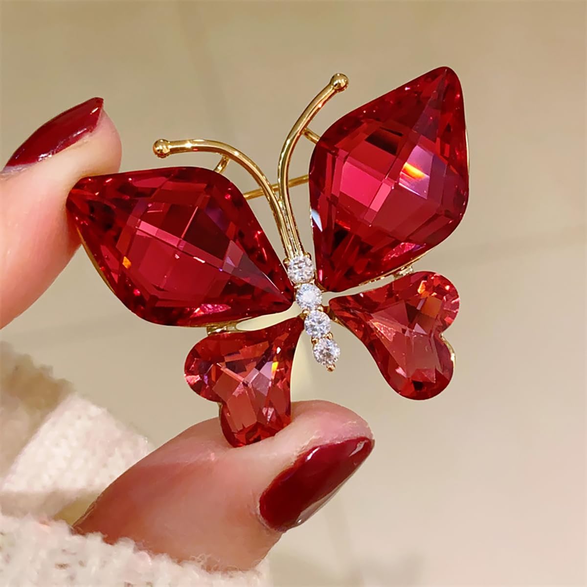 Rhinestone Butterfly Brooch Pin for Women Clear Crystal Insect Colorful Birthstone Cartoon Brooches Lapel Pins Dress Accessories Elegant Christmas Theme Party Animal Jewelry - Image 3